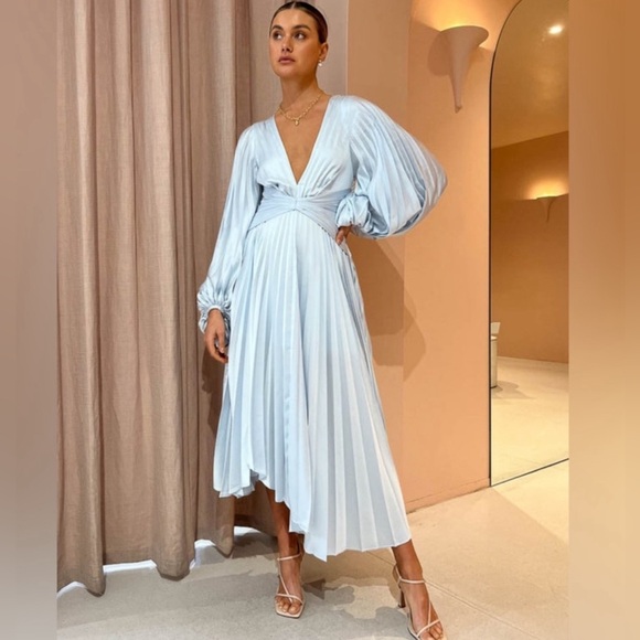 Acler Palms Dress in Sky Blue - Picture 4 of 16